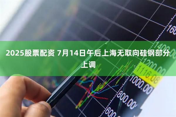 2025股票配资 7月14日午后上海无取向硅钢部分上调